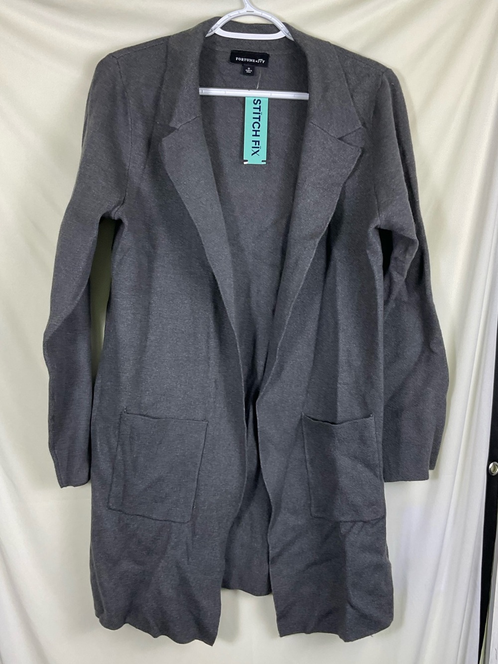 Fortune & Ivy Naji Collared Coatigan - Gray